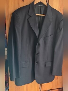 Tombolini Men's  Black Three-Button Loro Piano Wool Super 100s Blazer Size 44